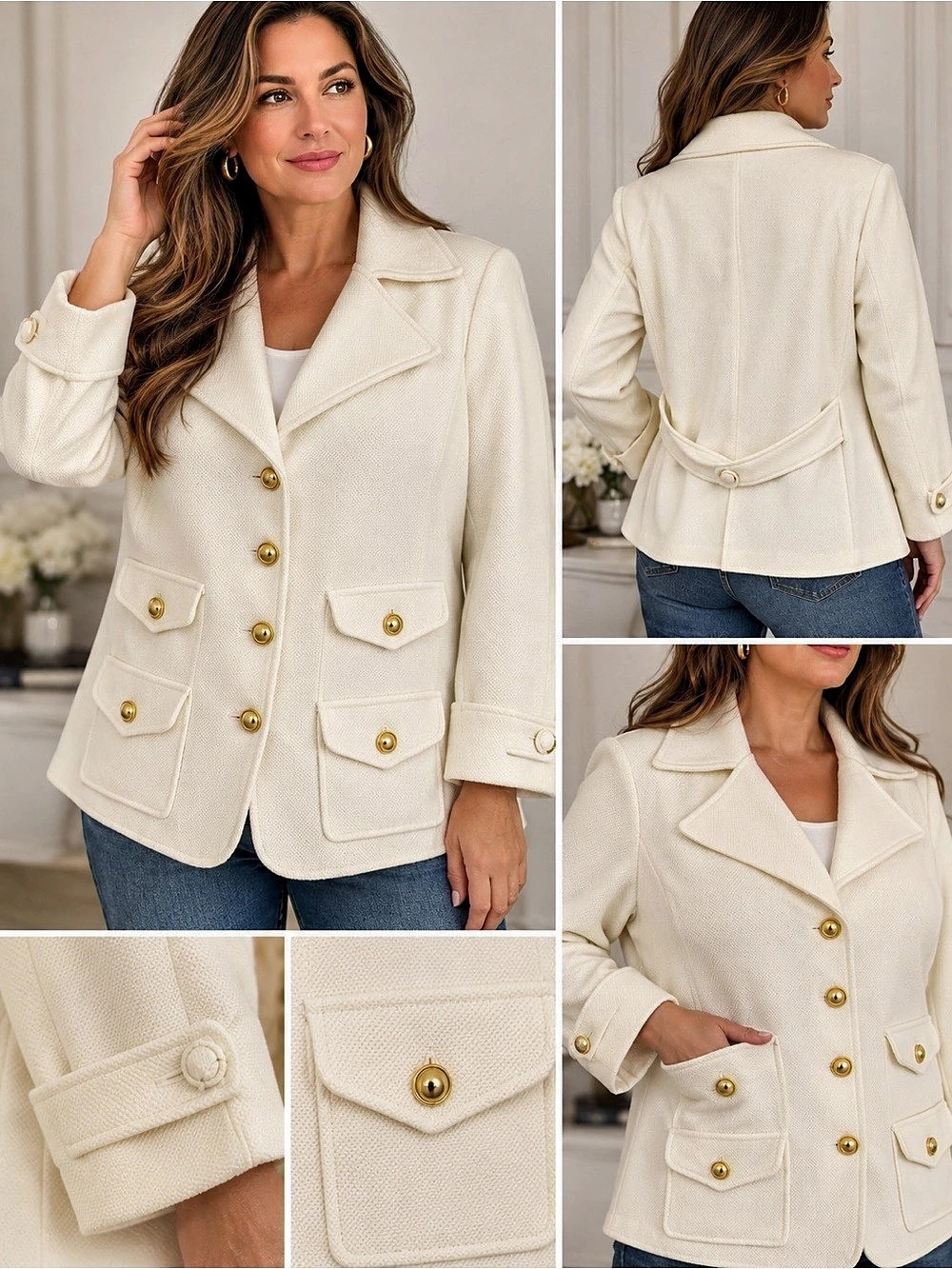 Joan Rivers Signature Twill Cinched Back Blazer Ivory 3X NWOT